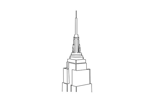 Single continuous line drawing skycraper building. Building architecture property isolated minimalism concept. Dynamic one line draw graphic design vector illustration on white background