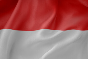  Indonesia  waving flag close up fabric texture background