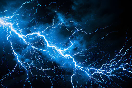 Abstract background of blue lightning