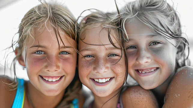 Portrait of girls smiling