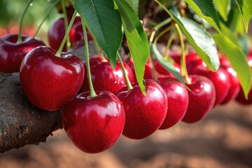 cherries in the middle of the tree garden professional photography
