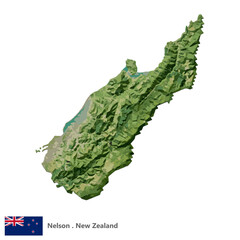Nelson, Region of New Zealand Topographic Map (EPS)