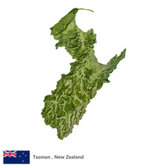 Tasman, Region of New Zealand Topographic Map (EPS)