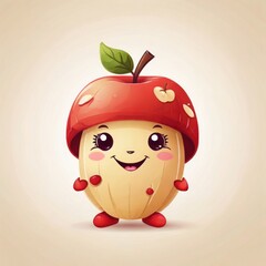 Cute Funny apple character isolated . Vector illustration.