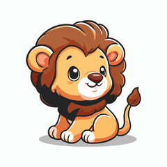 Fototapeta premium Cute lion cub smiling face vector cartoon illustration