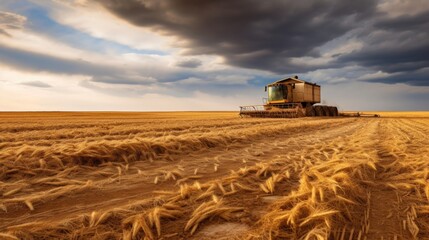 Fototapeta premium A chilling wind sweeps across the desolate farmland, carrying with it the bitter reminder of the failed harvest resulting from unrelenting bouts of extreme weather.