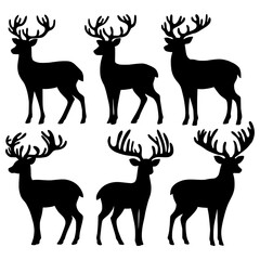 set of deer on the white background. deer silhouettes. Vector EPS 10