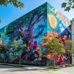 A lively urban art district with galleries Murals And creative energy