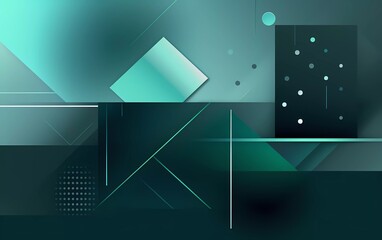 Glowing blue green and gray abstract background geometry and layer elements vector. generative ai