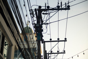lines and wires on electric pole