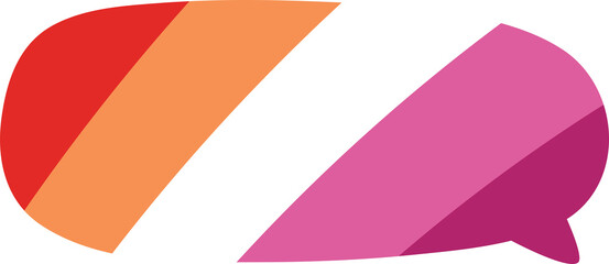 Orange, white, and pink colored speech bubble icon, as the colors of the lesbian flag. LGBTQI concept. Flat design illustration.