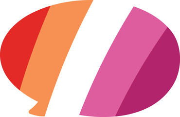 Orange, white, and pink colored speech bubble icon, as the colors of the lesbian flag. LGBTQI concept. Flat design illustration.