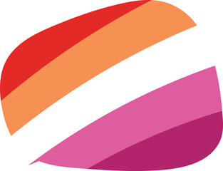 Orange, white, and pink colored speech bubble icon, as the colors of the lesbian flag. LGBTQI concept. Flat design illustration.