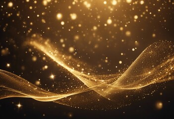 Fototapeta na wymiar Digital gold particles wave and light abstract background with shining dots stars