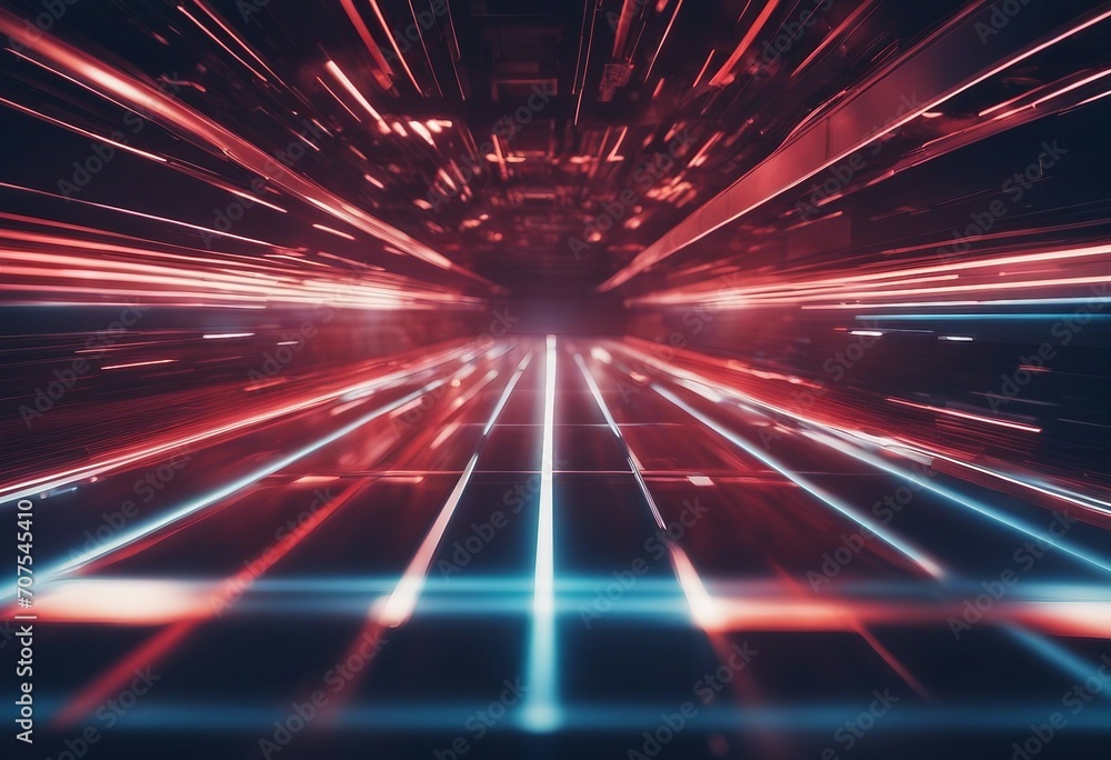 Poster futuristic speed motion with blue and red rays of light abstract background