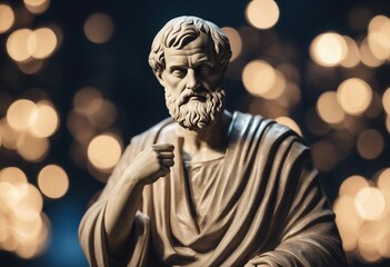 Illustration of the sculpture of Aristotle The Greek philosopher Aristotle is a central figure - obrazy, fototapety, plakaty