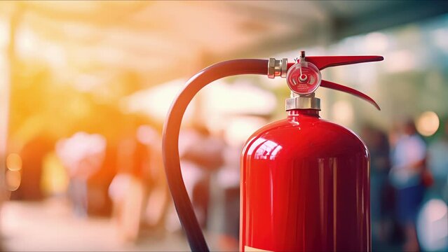 Closeup of a fire extinguisher, a necessary item for any emergency preparedness kit.