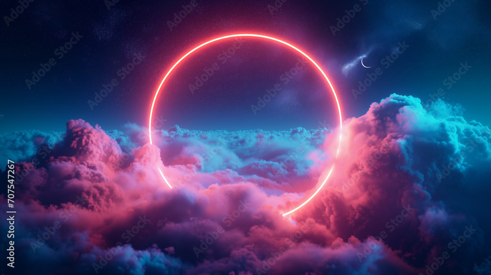 Canvas Prints glowing circle with clouds and sun
