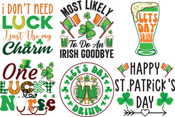 Fototapeta premium Happy ST. Patrick's Day SVG Typography bundle t-shirt design.