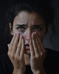 Woman crying behind her hands