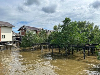 Floating village  Kampong Ayer. Bandar Seri Begawan in Brunei is a beautiful and harmonious Asian...