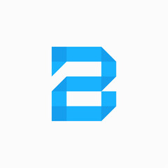 number 2 and letter B logo template