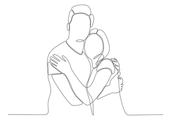 one line drawing hugging a couple