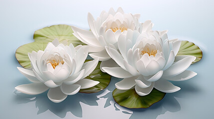 water lily, with a floating elegance and detailed petals and pads, presented serenely . 3D render