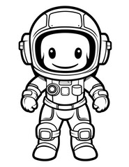 Obraz na płótnie Canvas Simple astronaut Coloring Page for Kids, with only basic outlines. a simple style, Black lines