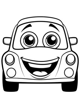 Simple Cartoon cute vehicle Coloring Page for Kids, with basic outlines. a simple and child.