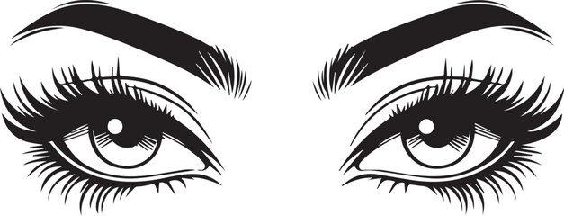 Girl Eyes With Different Design Vector Silhouette