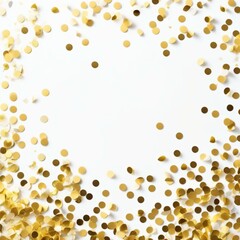 golden flying stars confetti frame on white