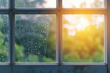 sparkling clean window, fresh, transparent
