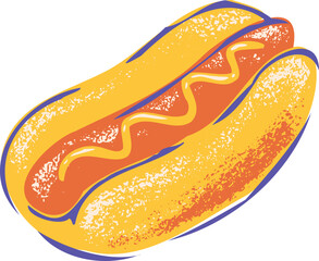 Hotdog Retro Colorful Illustration