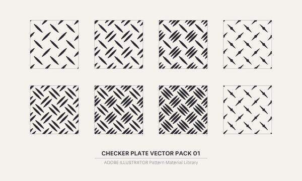 Checked Plate Pattern Set. Industrial and construction texture mapping material. Modern and stylish vector pack. Simple illustration resource.