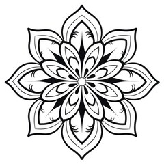 Fototapeta premium coloring page with flowers pattern. Black and white doodle wreath. Floral mandala. Bouquet line art