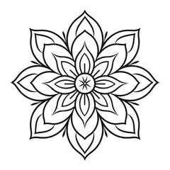 Fototapeta premium coloring page with flowers pattern. Black and white doodle wreath. Floral mandala. Bouquet line art