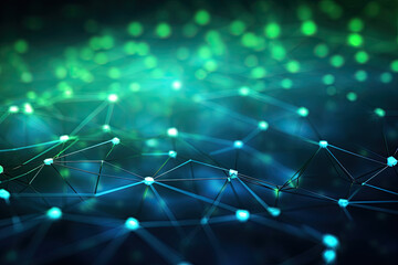 Futuristic Blue and Green Network Lines: High-Tech Digital Connectivity Background
