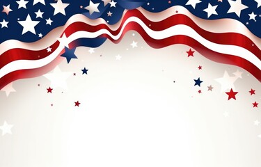 USA Memorial day, Presidents day, Veterans day, Labor day, or 4th of July celebration. Blank white canvas frame for mockup design on American national flag background