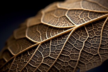 a detailed close-up of a natural leaf or flower with intricate patterns and veins. Generative AI