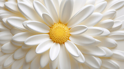 A sprightly daisy with white petals and sunny center, symbolizing purity on white canvas. 3D render - obrazy, fototapety, plakaty