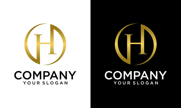 Creative business logo monogram H letter initial black and white icon illustration style Designs templates