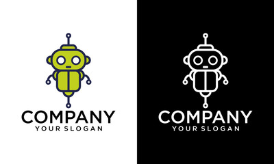 Green Robot Logo Template Design