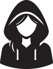 Girl Wearing Hoodie Vector Silhouette