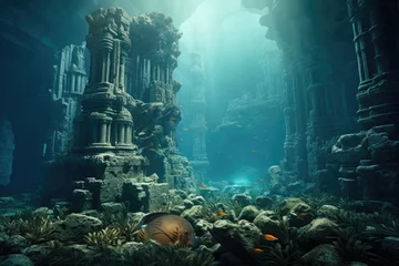 Foto op Canvas Ancient Submerged City: Ruins of an ancient civilization beneath the waves. © OhmArt
