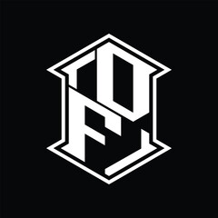DF Logo monogram hexagon shield shape up and down with sharp corner isolated style design