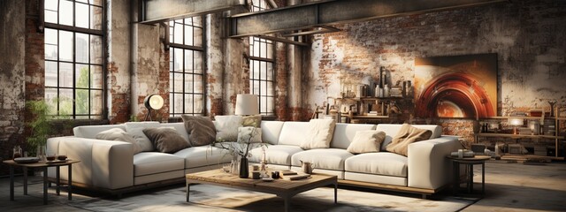 Spacious living room with sofa