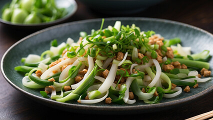 Asian inspired dish featuring chopped spring onions incorporate flavors from different Asian cuisines and surprise the judges with a fusion masterpiece