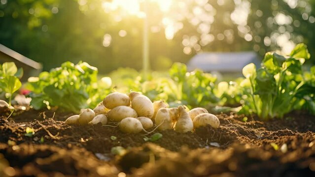 The use of natural compost and crop rotation ods on a picturesque farm, providing an ecofriendly and sustainable approach to growing fruits and vegetables.