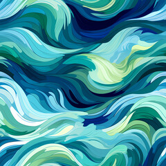 Obraz premium Dynamic Ocean Waves Seamless Pattern